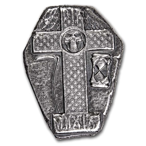 1.5 oz Hand Poured Silver Tombstone - MPM (Grim Reaper) 1.5 oz Hand Poured Silver Tombstone - MPM (Grim Reaper)