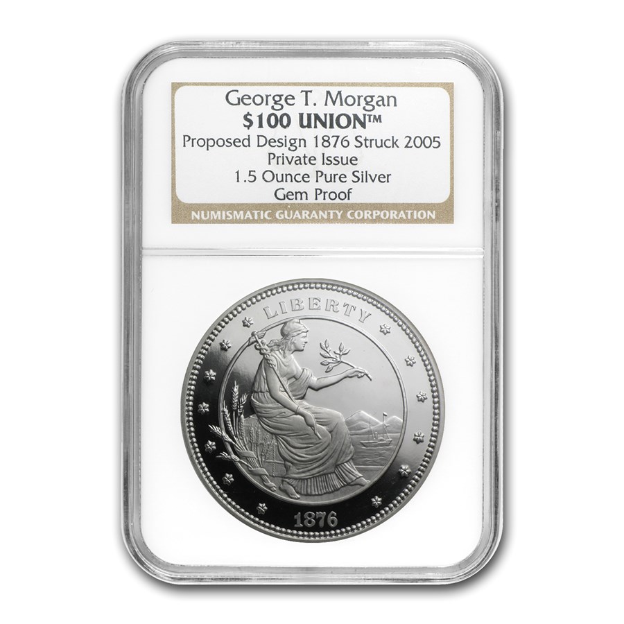 1.5 oz Silver Round - $100 Union George T. Morgan Gem Proof NGC