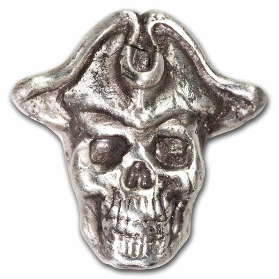 1.75 oz Hand Poured Silver - Pirate Captain Skully