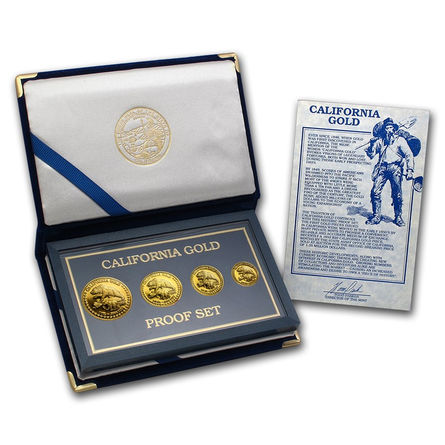 1.85 oz Gold Round 4-Piece Set - 1990 Great Seal of California