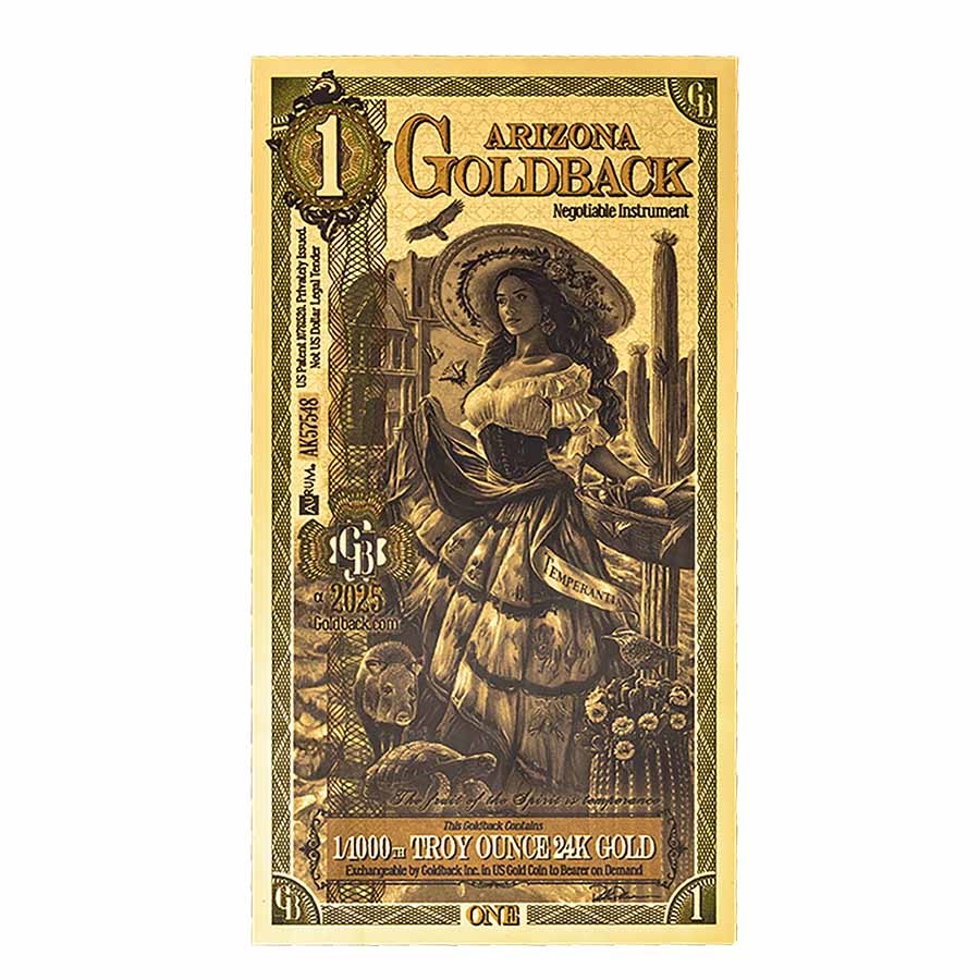1 Arizona Goldback - Aurum Gold Foil Note 24k (100 Pack)