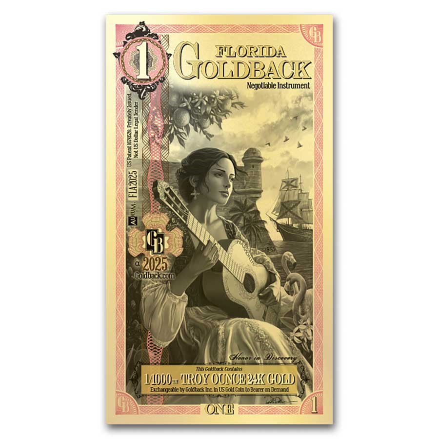 1 Florida Goldback - Aurum Gold Foil Note (24k)