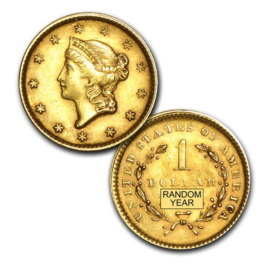 $1 Gold Type Set - AU (Random Year) Coin For Sale | $1.00 U.S. Gold (Type 1, 2 & 3) (1849 - 1889 ...