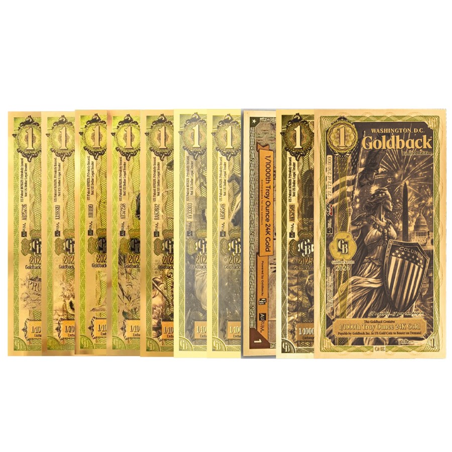 Buy 10-Note 1 Goldback Set- Utah to DC | APMEX