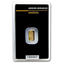 1 gram Gold Bar - Argor-Heraeus KineBar Design (In Assay)