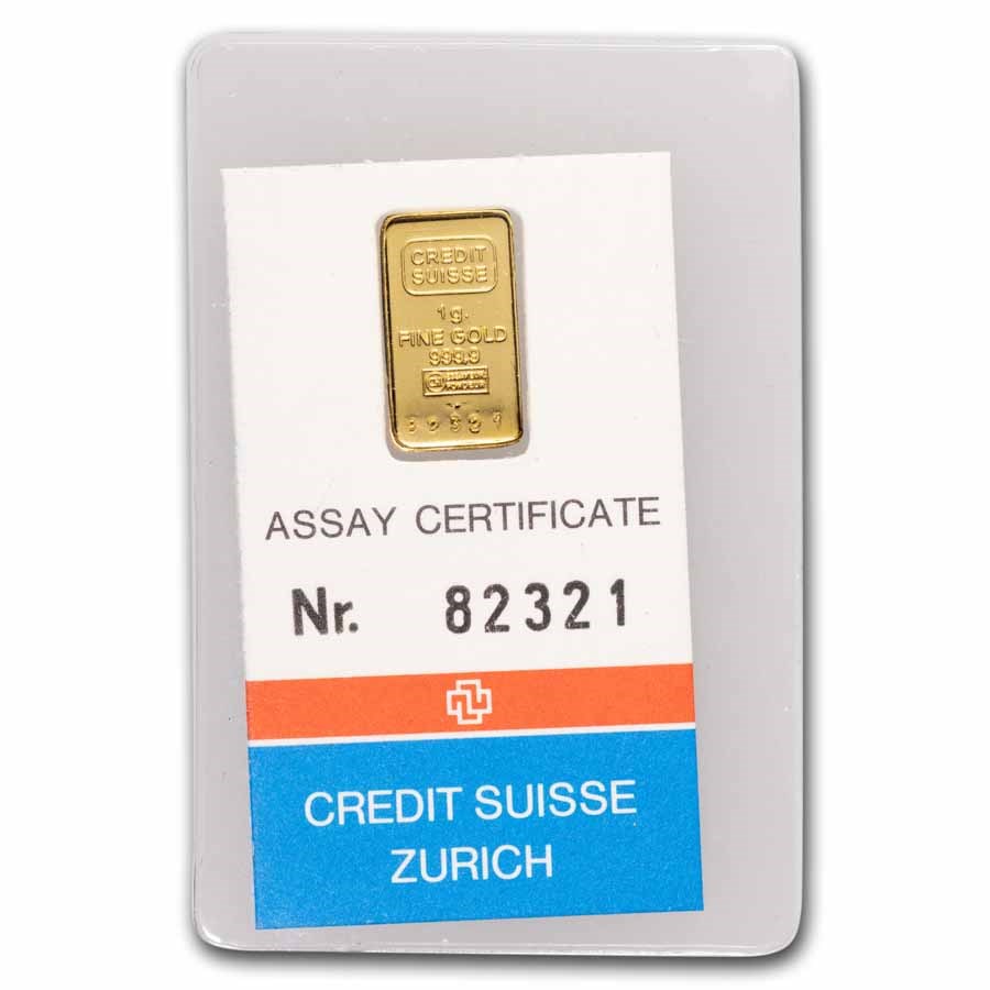 1 gram Gold Bar - Credit Suisse (In Assay)