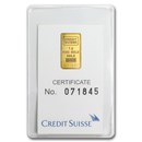 1 gram Gold Bar - Credit Suisse Statue of Liberty (Classic Assay)