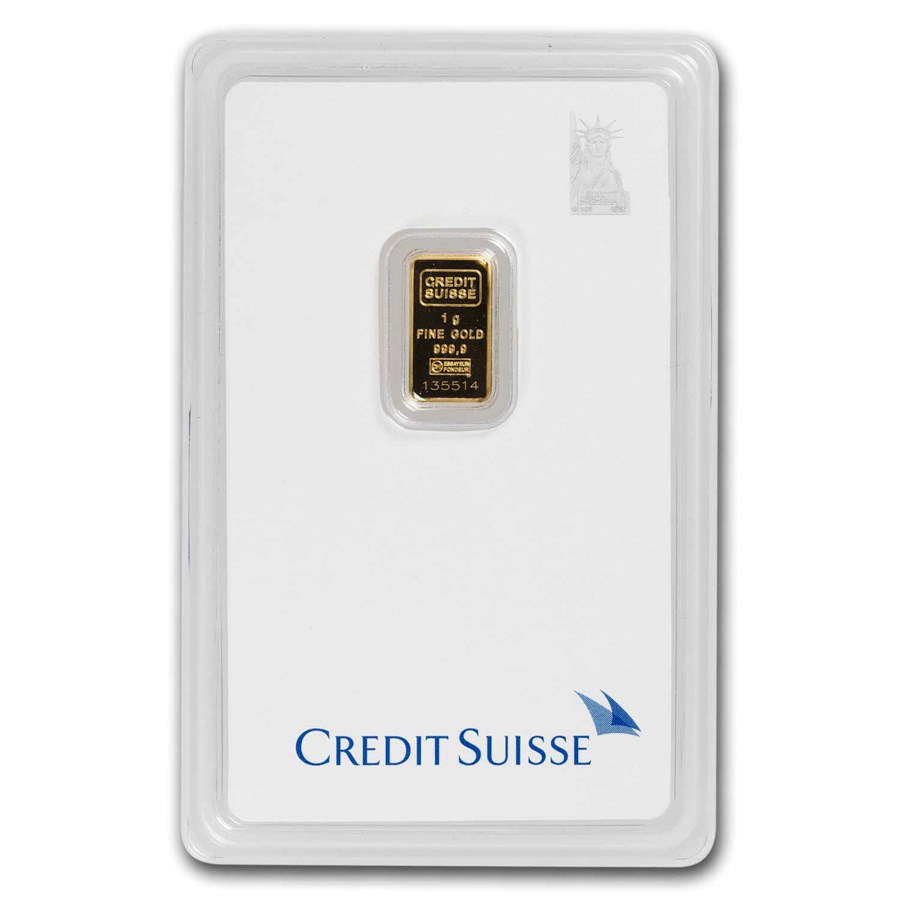 1 gram Gold Bar - Credit Suisse Statue of Liberty (New Assay)