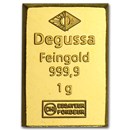 1 gram Gold Bar - Degussa (No Assay)
