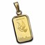 1 Gram Gold Bar Dove of Peace Necklace (AGW .05417 oz)