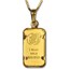 1 Gram Gold Bar Dove of Peace Necklace (AGW .05417 oz)