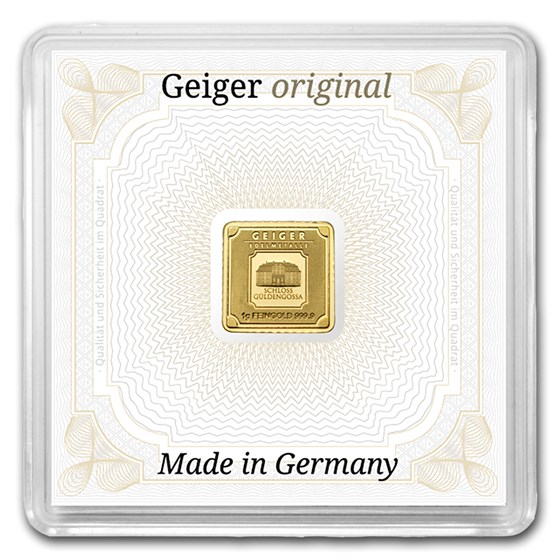 1 gram Gold Bar - Geiger Edelmetalle (Encapsulated w/Assay)