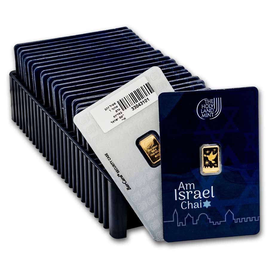 1 gram Gold Bar - Holy Land Mint Am Israel Chai (In Assay)