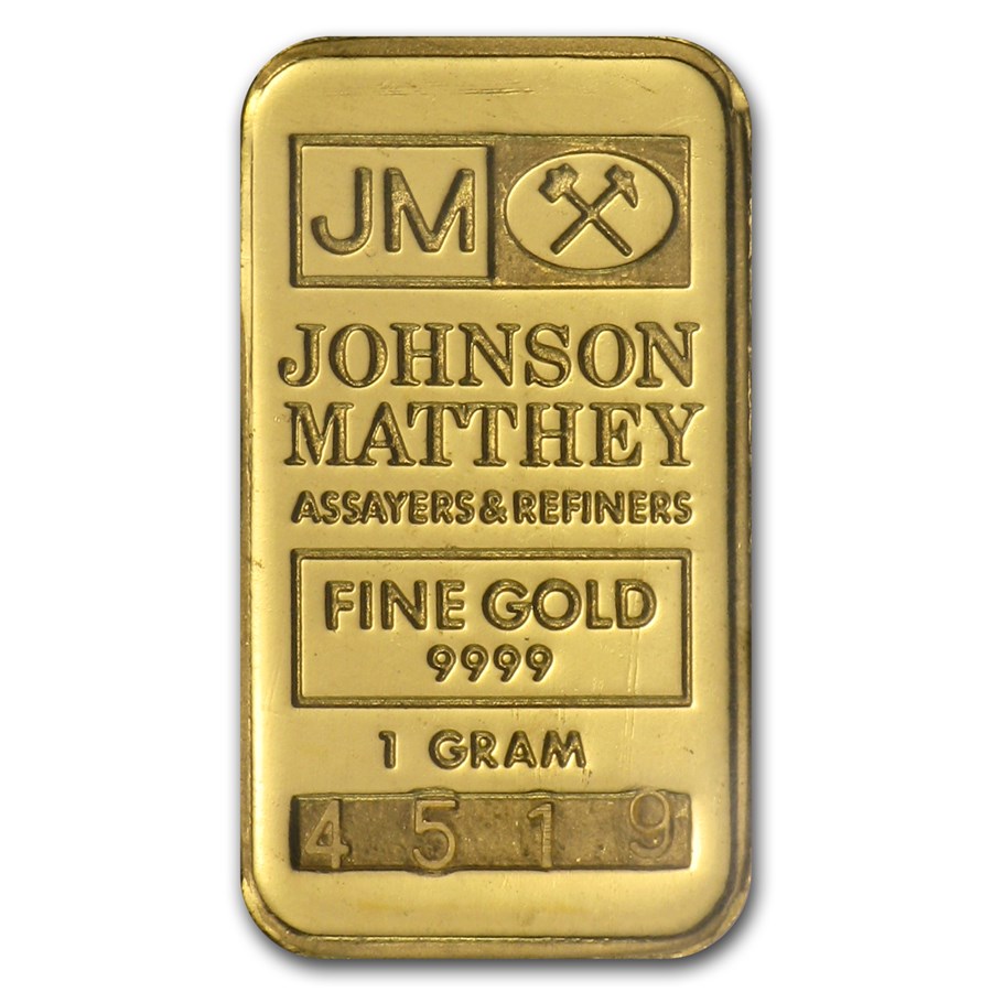 Buy 1 gram Gold Bar Johnson Matthey APMEX