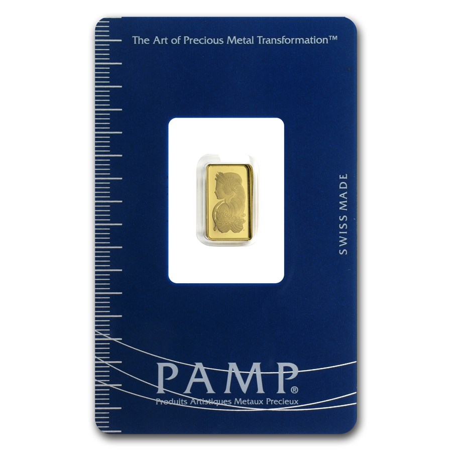 1 gram Gold Bar - PAMP Suisse Lady Fortuna (Vintage, In Assay)