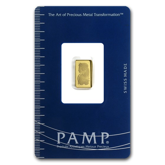 1 gram Gold Bar - PAMP Suisse Lady Fortuna (Vintage, In Assay) 1 gram Gold Bar - PAMP Suisse Lady Fortuna (Vintage, In Assay)