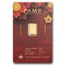 1 gram Gold Bar - PAMP Suisse Lucky Cat (In Assay w/ Sleeve)
