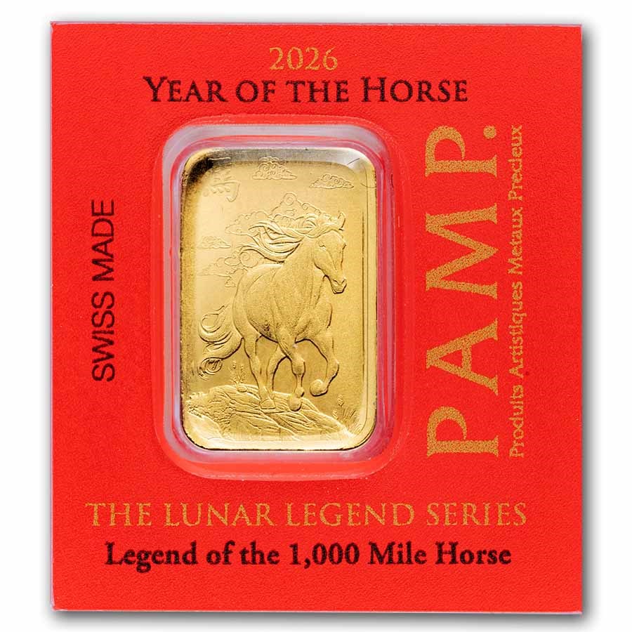 1 gram Gold Bar - PAMP Suisse Lunar Horse Multigram+25 (In Assay)