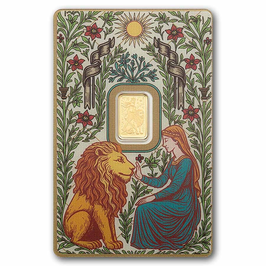 1 gram Gold Bar - PAMP Suisse Una & The Lion (In Assay w/ Sleeve)