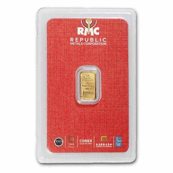 1 gram Gold Bar - Republic Metals Corporation (In Assay)