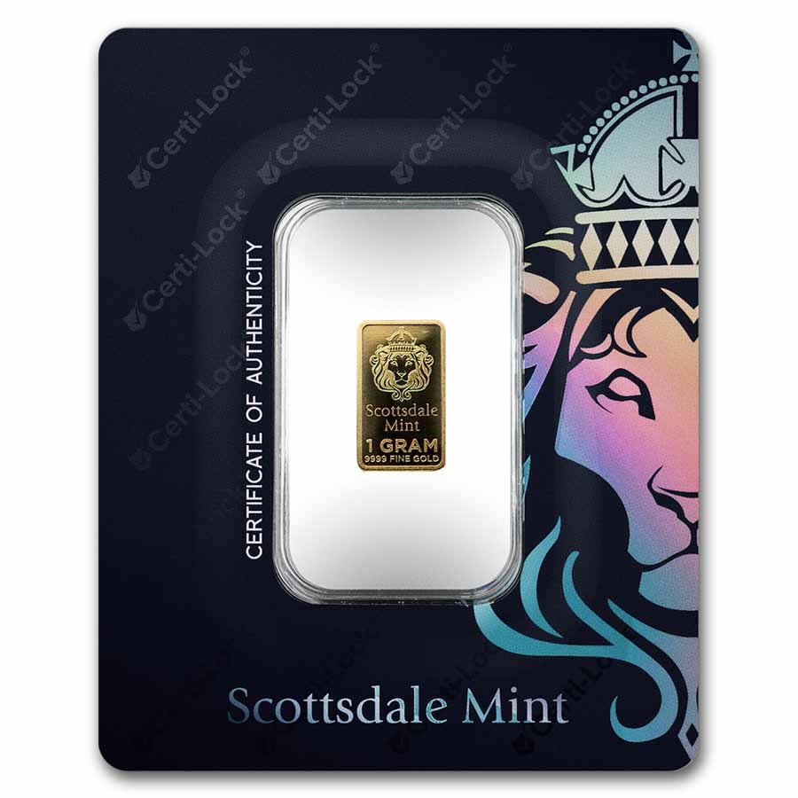 1 gram Gold Bar - Scottsdale Mint "Prepper Gold" in Certi-lock®