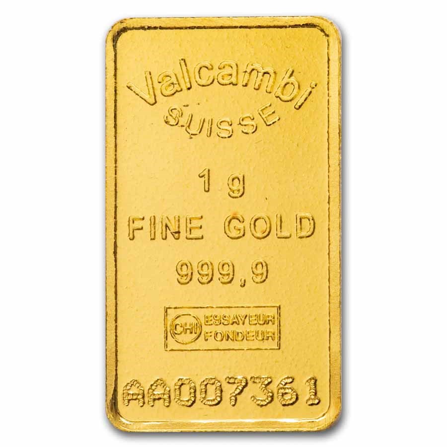 1 gram Gold Bar - Vintage Valcambi (Blue Assay)