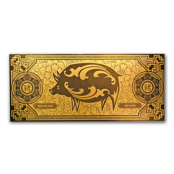 1 gram Gold Foil Note - APMEX (2019 Year of the Pig) 1 gram Gold Foil Note - APMEX (2019 Year of the Pig)
