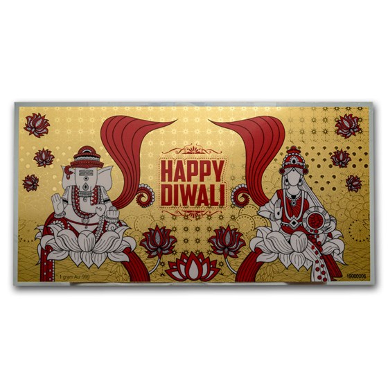 1 gram Gold Happy Diwali Gold Foil Note 1 gram Gold Happy Diwali Gold Foil Note