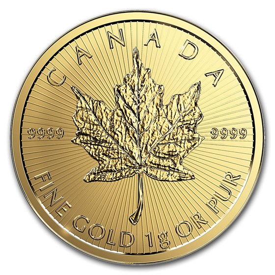 1 gram Gold Maple Leaf - Maplegram 25™ (Random Year) BU 1 gram Gold Maple Leaf - Maplegram 25™ (Random Year) BU