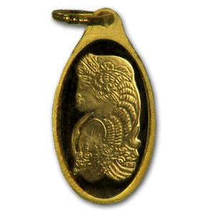 1 gram Gold Pendant - PAMP Suisse (Oval, w/o Assay)