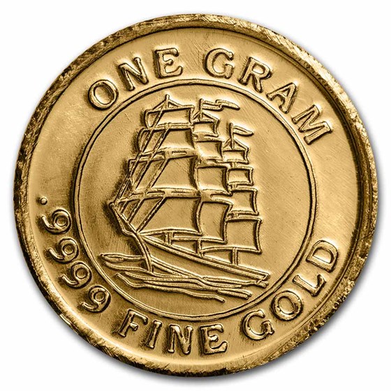 1 gram Gold Round - Ship at Sea