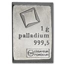 1 gram Palladium Bar - Valcambi Suisse