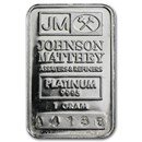 1 gram Platinum Bar - Johnson Matthey (.9995 Fine, JM Logo)