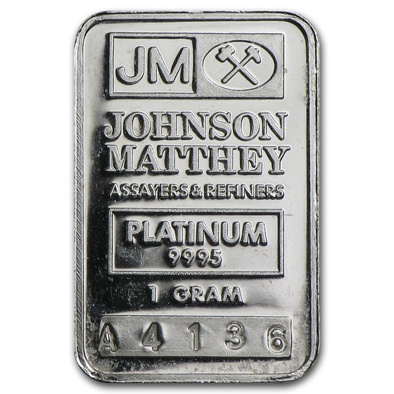 1 gram Platinum Bar - Johnson Matthey (.9995 Fine, JM Logo)