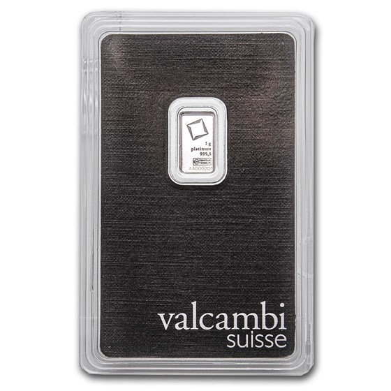 1 gram Platinum Bar - Valcambi (In Assay)