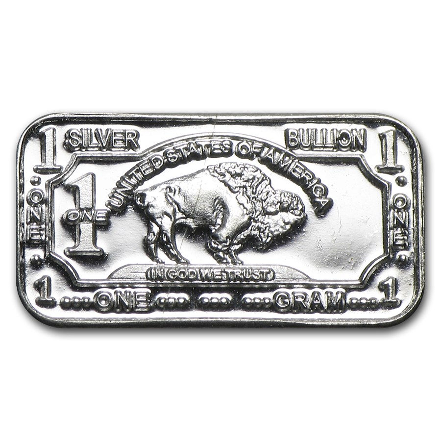 1 gram Silver Bar - Buffalo