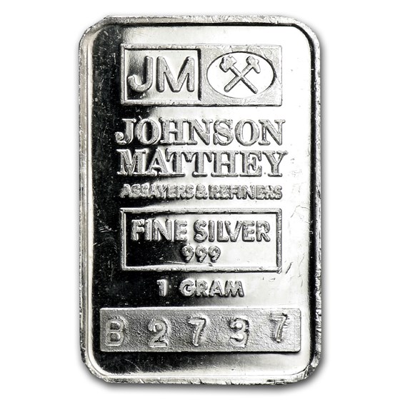 1 gram Silver Bar - Johnson Matthey 1 gram Silver Bar - Johnson Matthey
