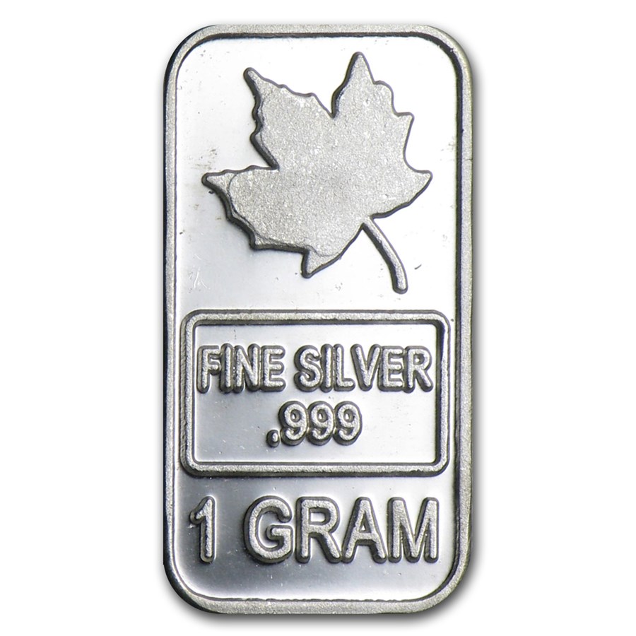Buy 1 Gram Silver Bar Maple Leaf APMEX Buy 1 gram silver bar maple leaf apmex