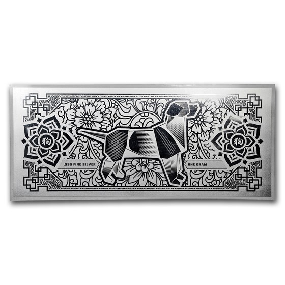 1 gram Silver Foil Note - APMEX 2018 Year of the Dog 1 gram Silver Foil Note - APMEX 2018 Year of the Dog