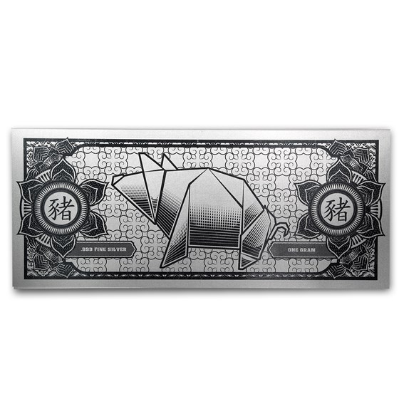 1 gram Silver Foil Note - APMEX 2019 Year of the Pig