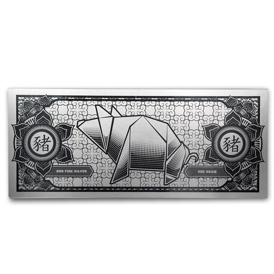 1 gram Silver Foil Note - APMEX 2019 Year of the Pig 1 gram Silver Foil Note - APMEX 2019 Year of the Pig