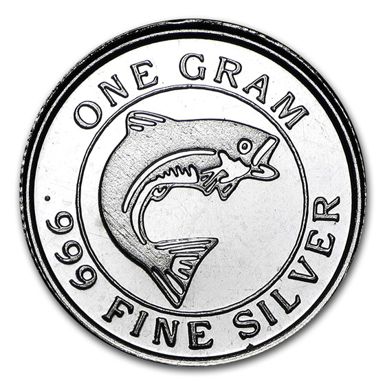 1 gram Silver Round - Salmon Fish