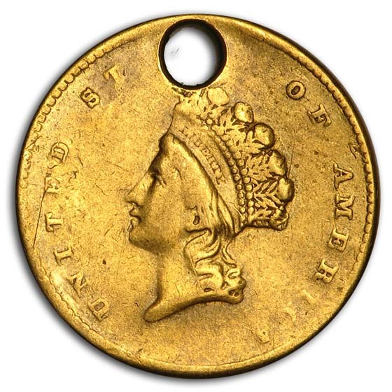 $1 Indian Head Gold Dollar Type 2 (Damaged) $1 Indian Head Gold Dollar Type 2 (Damaged)