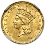 $1 Indian Head Gold Dollar Type 3 MS-61 NGC/PCGS
