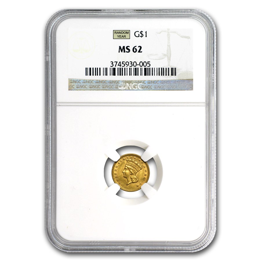 $1 Indian Head Gold Dollar Type 3 MS-62 NGC/PCGS