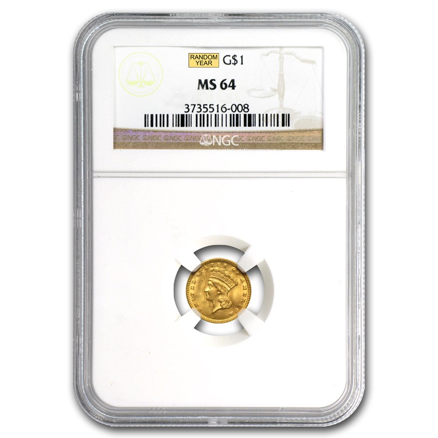 $1 Indian Head Gold Dollar Type 3 MS-64 NGC/PCGS
