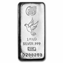 1 kilo (1,000 gram) Silver Bar - Holy Land Mint (Dove of Peace)