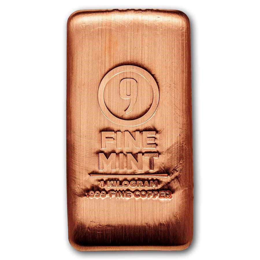 1 Kilo Cast-Poured Copper Bar - 9Fine Mint