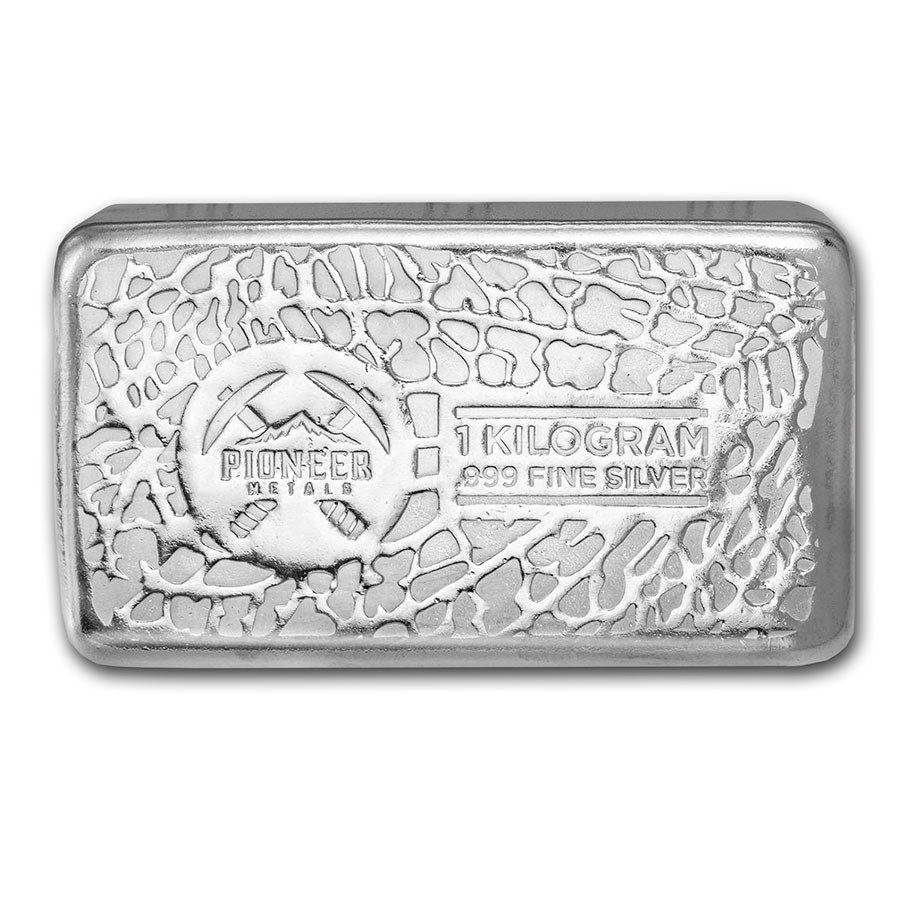 1 kilo Cast-Poured Silver Bar - Pioneer Metals