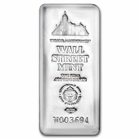 1 Kilo Cast-Poured Silver Bar - Wall Street Mint (Serialized) 1 Kilo Cast-Poured Silver Bar - Wall Street Mint (Serialized)